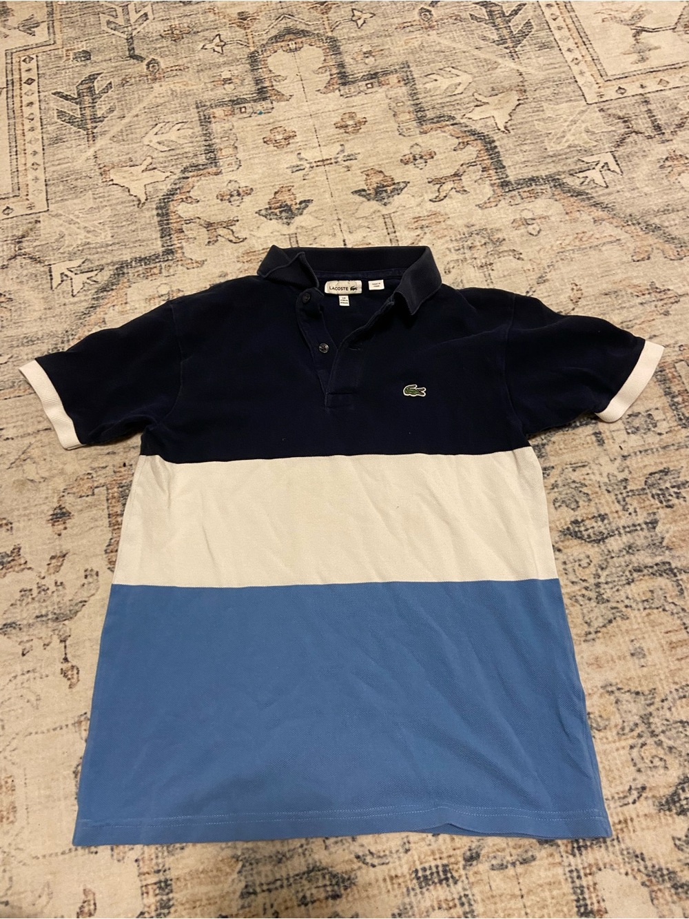 Lacoste Boys Colorblock Polo Shirt in Navy/White/Blue